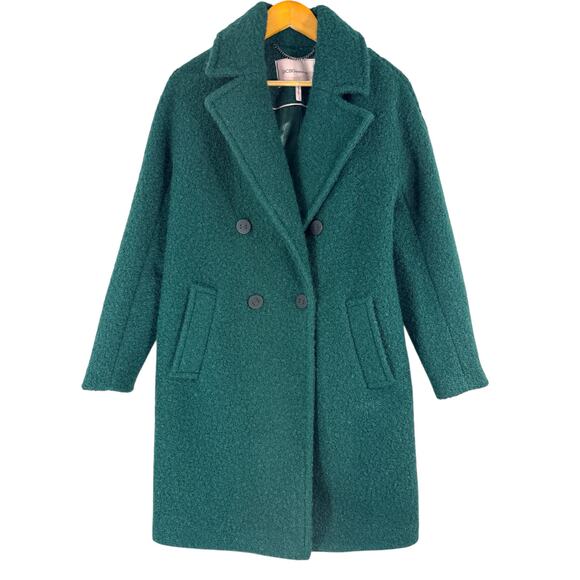 BCBGeneration Double Breasted Bouclé Longline Coat Emerald Green Women’s Small - Picture 3 of 9
